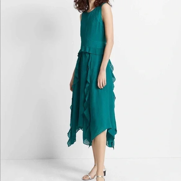 Club Monaco | Dresses | Club Monaco Swiss Dot Emerald Green Midi Dress |  Poshmark